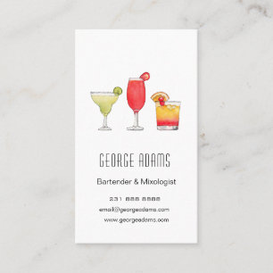 Cocktails Gemengde dranken aquarel bartender Zakel Visitekaartje