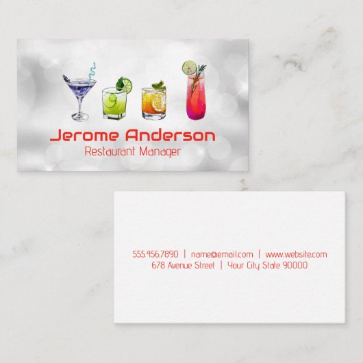 Cocktails | Gemengde Dranken Visitekaartje (Voorkant / Achterkant)