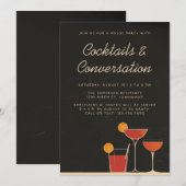 Cocktails & Gesprek Retro Drinken Huis Party Kaart (Voorkant / Achterkant)