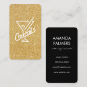 Cocktails / Glamour Gold Glitter Visitekaartje (Voorkant / Achterkant)