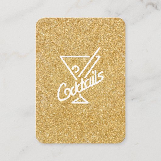 Cocktails / Glamour Gold Glitter Visitekaartje (Voorkant)