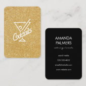 Cocktails / Glamour Gold Glitter Visitekaartje (Voorkant / Achterkant)
