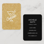 Cocktails / Glamour Goud Glitter Visitekaartje (Voorkant / Achterkant)
