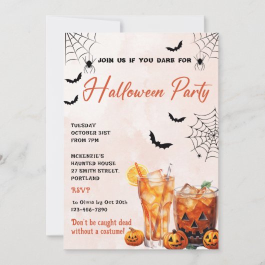 Cocktails Halloween Party Uitnodiging (Voorkant)