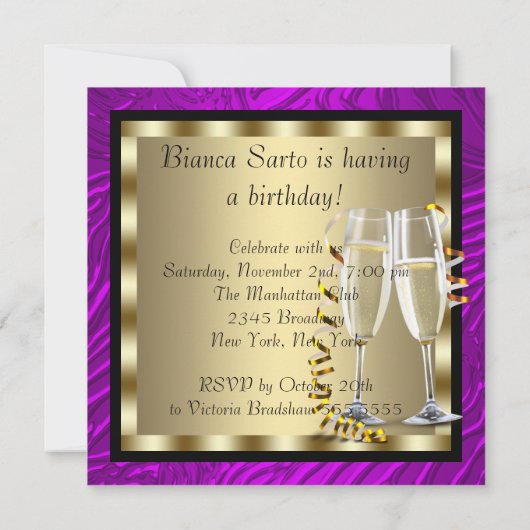 Cocktails High Heel Shoes Paarse Zebra Verjaardag Kaart (Achterkant)