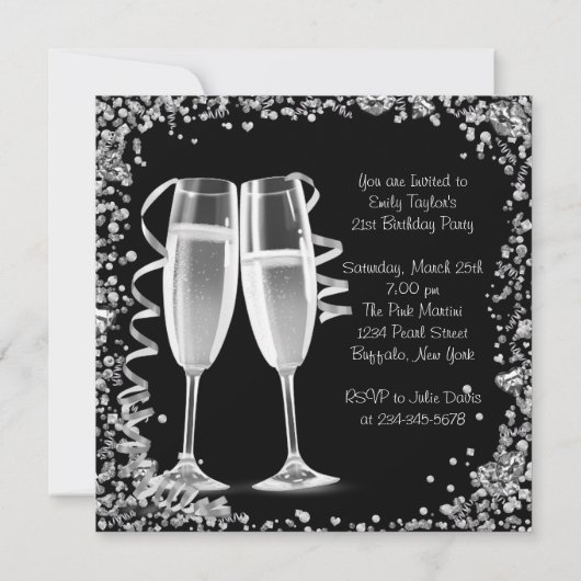 Cocktails High Heels Black en Blauwgroen Birthday Kaart (Achterkant)