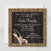 Cocktails High Hiel Shoes Red Leopard Birthday Kaart (Achterkant)