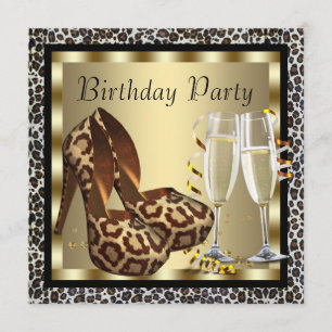 Cocktails High Hiel Shoes Vrouwen Leopard Birthday Kaart