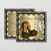 Cocktails High Hiel Shoes Vrouwen Leopard Birthday Kaart (Voorkant / Achterkant)