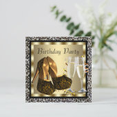 Cocktails High Hiel Shoes Vrouwen Leopard Birthday Kaart (Staand voorkant)