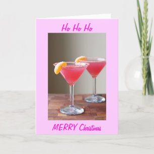 COCKTAILS/HO HO HO PRETTIGE KERST FEESTDAGEN KAART