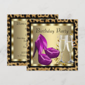 Cocktails Hoge Hakken Luipaard Verjaardagsfeestje Kaart (Voorkant / Achterkant)