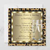 Cocktails Hoge Hakken Luipaard Verjaardagsfeestje Kaart (Achterkant)