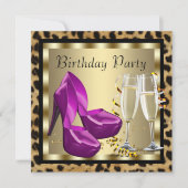 Cocktails Hoge Hakken Luipaard Verjaardagsfeestje Kaart (Voorkant)