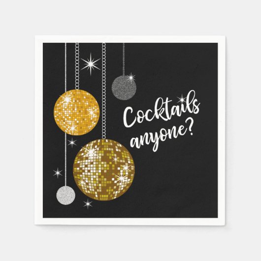 Cocktails Iedereen discobal servet (Voorkant)