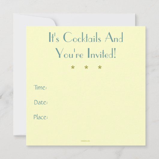 Cocktails Iedereen Mod Custom Invitations Kaart (Achterkant)