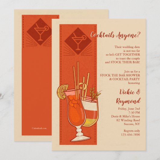Cocktails Iedereen Uitnodiging (Voorkant / Achterkant)