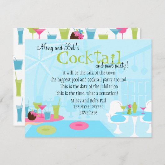 Cocktails in de pool kaart (Voorkant / Achterkant)