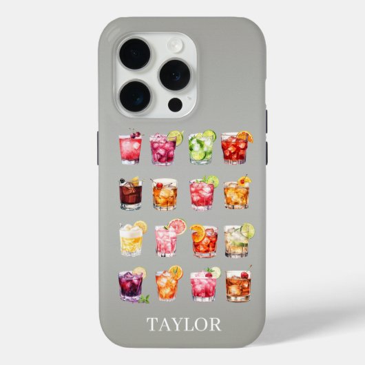 Cocktails in overvloed met monogram Case-Mate iPhone case (Achterkant)