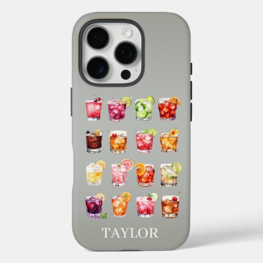 Cocktails in overvloed met monogram Case-Mate iPhone case (Achterkant)