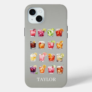 Cocktails in overvloed met monogram iPhone 15 mini hoesje
