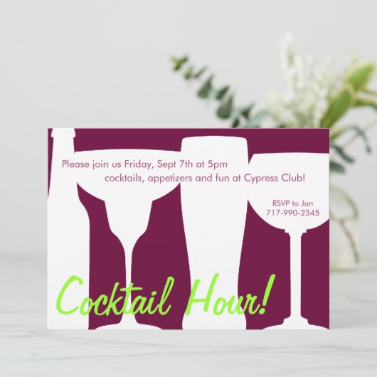 Cocktails  Invite Kaart (Staand voorkant)