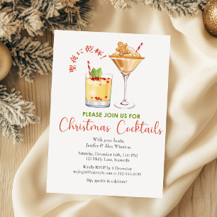 Cocktails Kerstfeest Gingerbread Waterverf Kaart