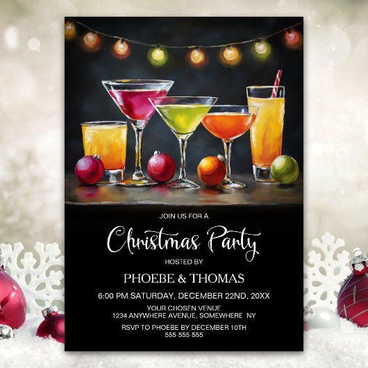 Cocktails Kerstfeest Kaart