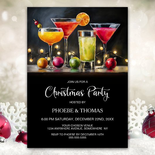 Cocktails Kerstfeest Kaart