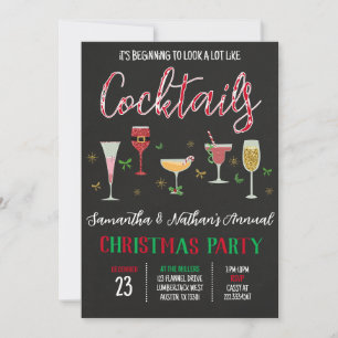 Cocktails kerstfeest kaart