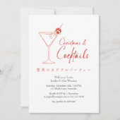 Cocktails Kerstfeest Red Martini Minimal Kaart (Voorkant)