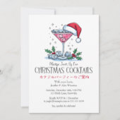 Cocktails Kerstfeest Santa Hat Drink Rood Kaart (Voorkant)