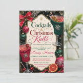Cocktails & Kersttrui Kerstfeest Kaart (Staand voorkant)