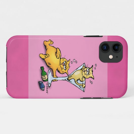 Cocktails & Kitten roze Cartoon iPhone5 Hoesje (Achterkant (horizontaal))