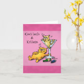 Cocktails & Kittens Blank Inside Pink Note Card Kaart (Gele Bloem)