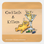 Cocktails & Kittens Gold Cartoon Sticker (Voorkant)