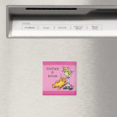 Cocktails & Kittens Roze Cartoon Magnet (Insitu (Vaatwasser))