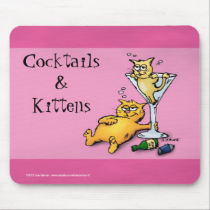 Cocktails & Kittens Roze Cartoon Muismat