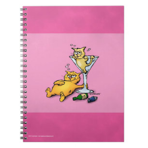 Cocktails & Kittens Roze Cartoon Notitieboek