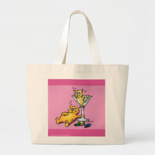 Cocktails & Kittens Roze Cartoon Tas