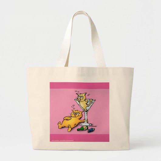 Cocktails & Kittens Roze Cartoon Tas (Voorkant)
