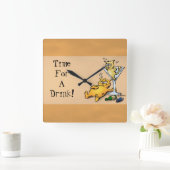 Cocktails & Kittens TIme voor een Drink Gold-klok Vierkante Klok (Huis)