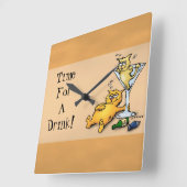 Cocktails & Kittens TIme voor een Drink Gold-klok Vierkante Klok (Hoek)