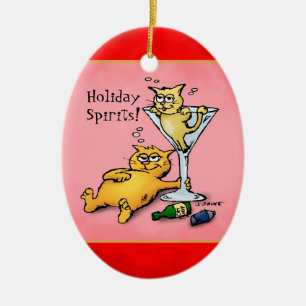Cocktails & Kittens Vakantie Kerstversiering Rood Keramisch Ornament