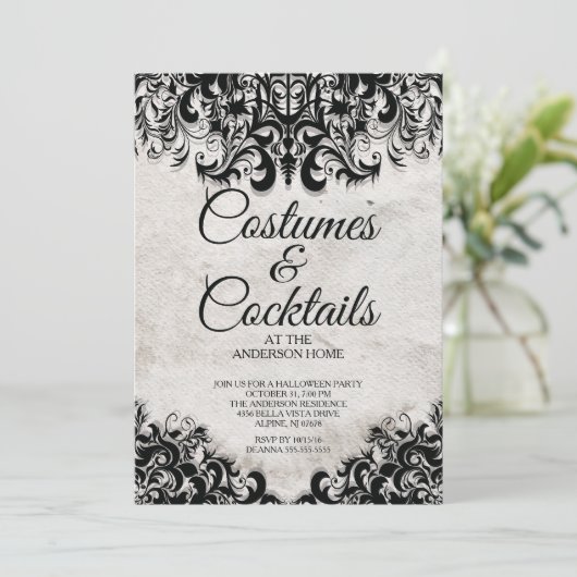  cocktails & kostuums Halloween Party Kaart (Staand voorkant)