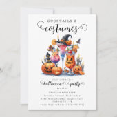 Cocktails & Kostuums Halloween Party Kaart (Voorkant)