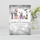 Cocktails & Kostuums Halloween Uitnodiging (Staand voorkant)