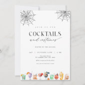 Cocktails & Kostuums Halloween Uitnodiging (Voorkant)