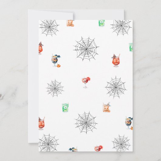 Cocktails & Kostuums Halloween Uitnodiging (Achterkant)