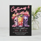 Cocktails & Kostuums Schedel Volwassen Halloween P Kaart (Staand voorkant)